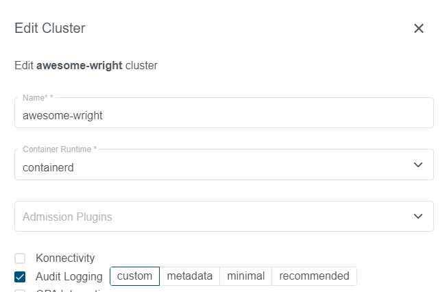 Edit Cluster